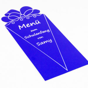 Menükarte für den Schulanfang